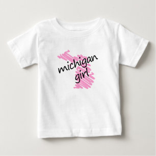 Michigan Girl mit Scribbled Michigan Karte Baby T-shirt