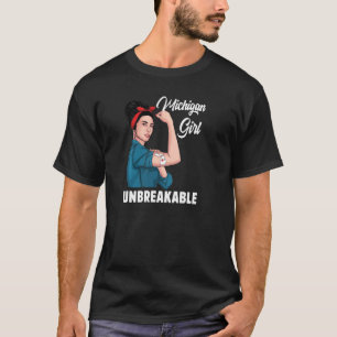 Michigan Girl Unbrechable Staat Map Flag Souvenir T-Shirt