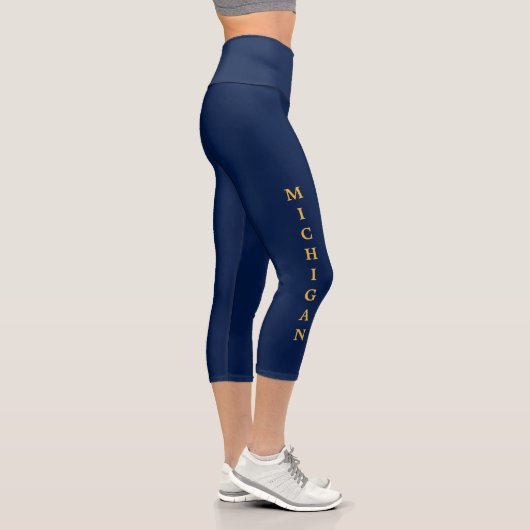 Michigan Gold Lettering Blue Capri Leggings (Rechts)