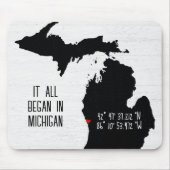 Michigan GPS Koordinaten mit Herz Mousepad (Vorne)