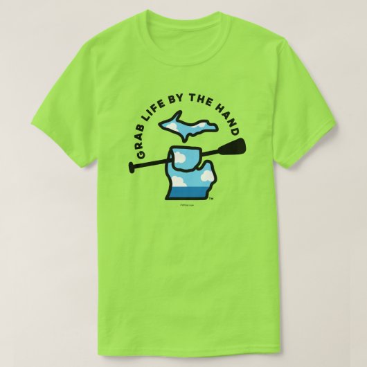 Michigan Grab Life by Hand™ Paddle Sky T - Shirt (Design vorne)