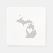 Michigan Gray Map Shape Heart Cutout Paper Party Serviette (Vorderseite)