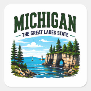 Michigan Great Lakes Escape Quadratischer Aufkleber
