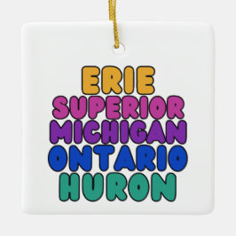 Michigan Great Lakes Rainbow Text Ornament 