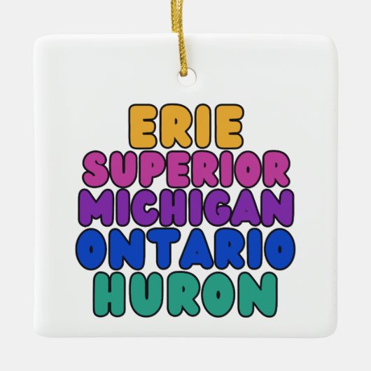 Michigan Great Lakes Rainbow Text Ornament (Vorderseite)