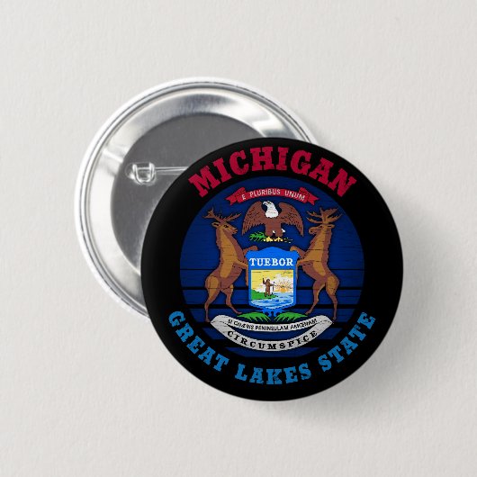 MICHIGAN GREAT SEES STAAT FLAG BUTTON (Vorne & Hinten)