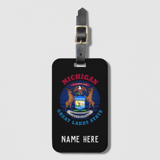 MICHIGAN GREAT SEES STAAT FLAG GEPÄCKANHÄNGER (Vorderseite Vertikal)
