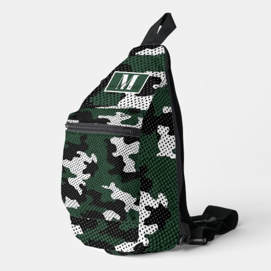 Michigan Green & White Warrior Camo Printed Crossbody Bag (Rechte Ecke)
