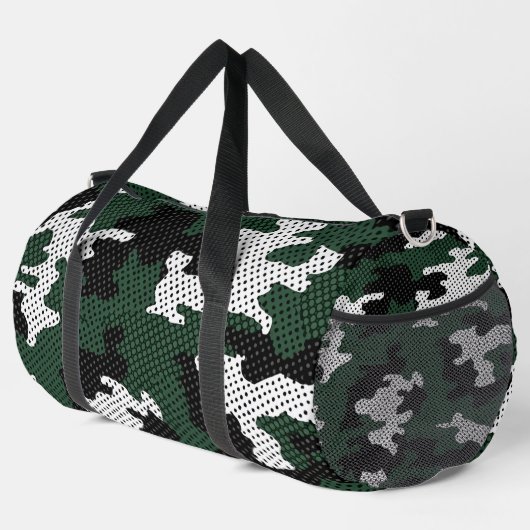 Michigan Green & White Warrior Camo Printed Duffle Bag (Rechte Ecke)