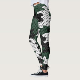 Michigan Green & White Warrior Camo Printed Leggings