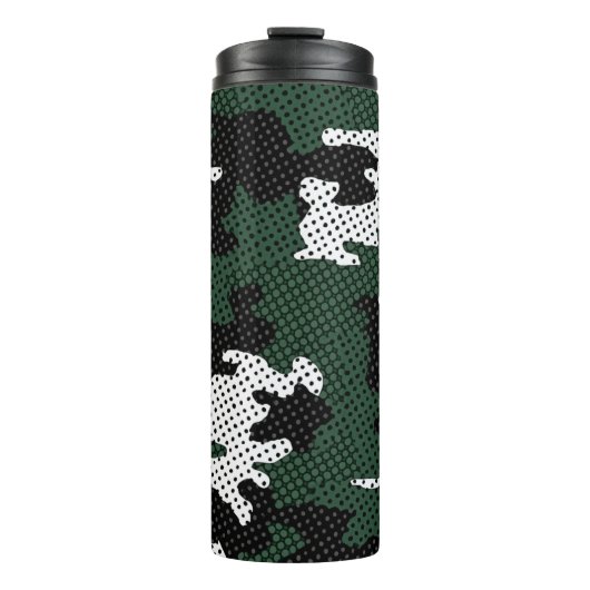 Michigan Green & White Warrior Camo Printed Thermosbecher (Vorderseite)
