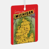 Michigan Greeting Map Ornament Aus Metall (Vorderseite Rechts)