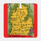 Michigan Greeting Map Ornament Aus Metall (Rückseite)