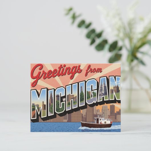 Michigan Greetings Large Postkarte (Stehend Vorderseite)