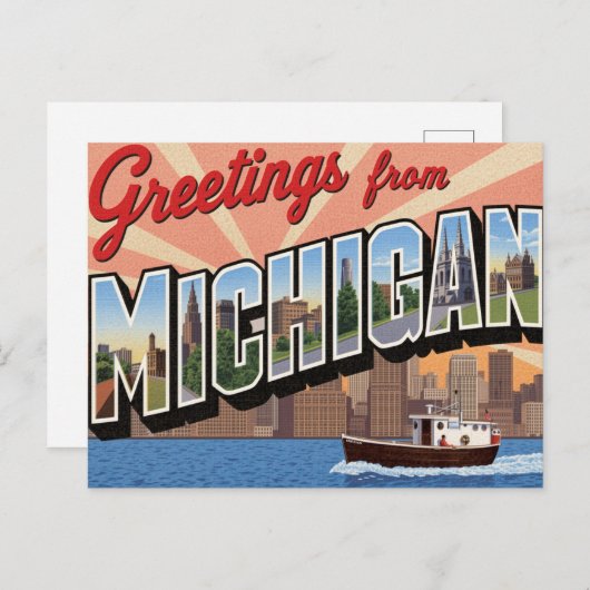 Michigan Greetings Large Postkarte (Vorne/Hinten)