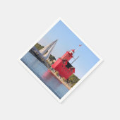 Michigan Große Rote Leuchtturm Mit Segelboot Serviette (Ecke)