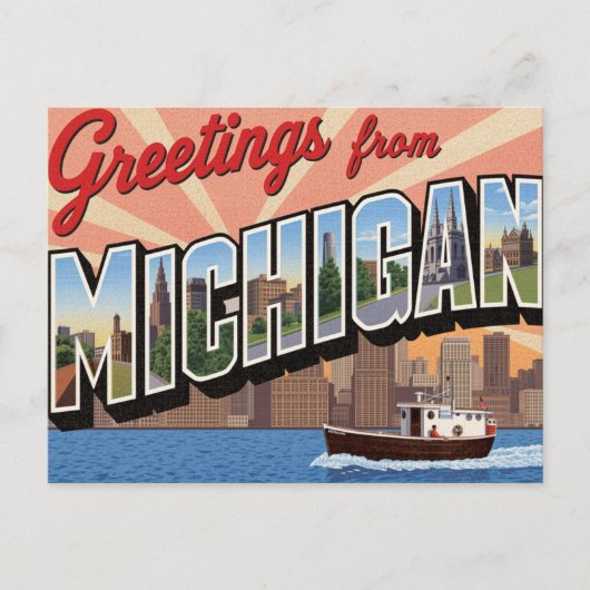 Michigan Grüße groß Postkarte (Vorderseite)