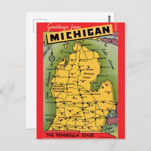 Michigan Grußkarte Postkarte (Vorne/Hinten)