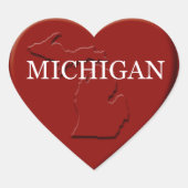 Michigan Heart Map Design Sticker (Vorderseite)
