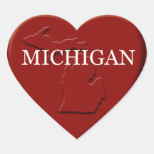 Michigan Heart Map Design Sticker