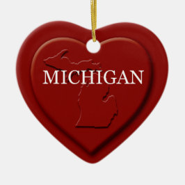 Michigan Heart Map Weihnachtsdekoration Keramik Ornament