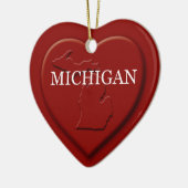 Michigan Heart Map Weihnachtsdekoration Keramik Ornament (Links)