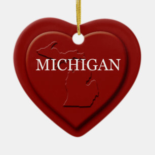 Michigan Herzkarte Weihnachtsschmuck