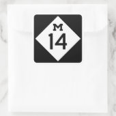 Michigan Highway M-14 Sign Square Sticker (Tasche)