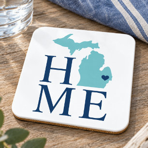 Michigan Home Aqua Navy Blau Benutzerdefinierte St Getränkeuntersetzer