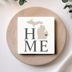 Michigan Home Beige und Grau Benutzerdefiniertes S Steinuntersetzer