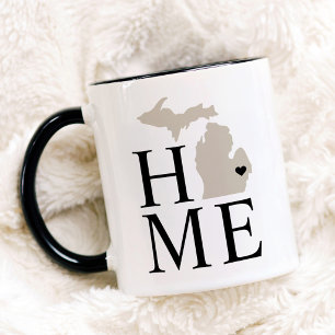 Michigan Home Beige und Grau State Heart Tasse