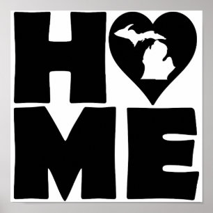 Michigan Home Heart State Poster Schild