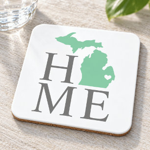 Michigan Home Mint Grün Benutzerdefinierte Stadt H Getränkeuntersetzer