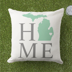Michigan Home Mint State Grauer Text Kissen