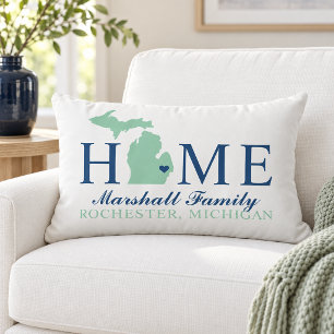Michigan Home Mint State Navy Family Monogramm Lendenkissen