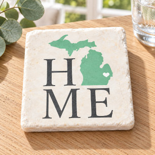 Michigan Home Mintgrün Benutzerdefinierte Stadt He Steinuntersetzer