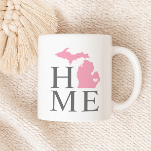 Michigan Home Pink und Grau State Herz Kaffeetasse