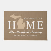 Michigan Home State Tan Custom Welcome Fußmatte (Vorderseite)