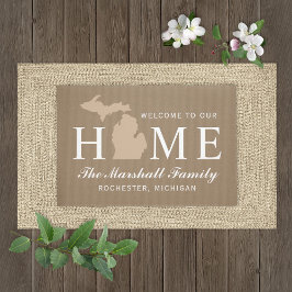 Michigan Home State Tan Custom Welcome Fußmatte