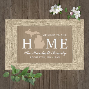 Michigan Home State Tan Custom Welcome Fußmatte