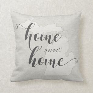 Michigan - Home Sweet Home im Jute-Look Kissen