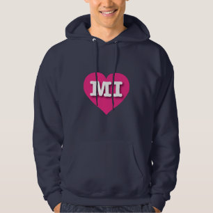 MIchigan Hot Pink Heart - I Liebe MI Hoodie