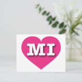 MIchigan Hot Pink Heart - I Liebe MI Postkarte (Stehend Vorderseite)