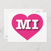 MIchigan Hot Pink Heart - I Liebe MI Postkarte (Vorne/Hinten)