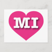 MIchigan Hot Pink Heart - I Liebe MI Postkarte (Vorderseite)