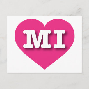MIchigan Hot Pink Heart - I Liebe MI Postkarte