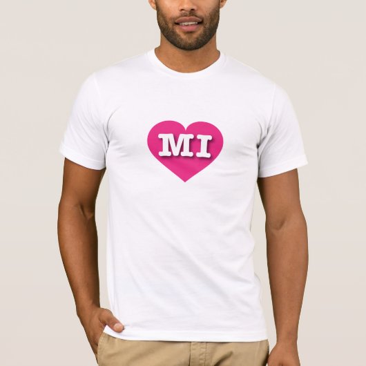 MIchigan Hot Pink Heart - I Liebe MI T-Shirt (Vorderseite)