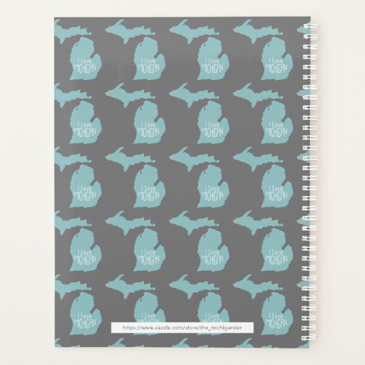 Michigan I Liebe Blue Gray Silhouette Planer (Rückseite)