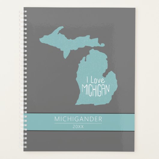 Michigan I Liebe Blue Gray Silhouette Planer (Vorderseite)