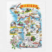 Michigan illustrierte Karte Fleece-Decke Fleecedecke (Vorderseite)